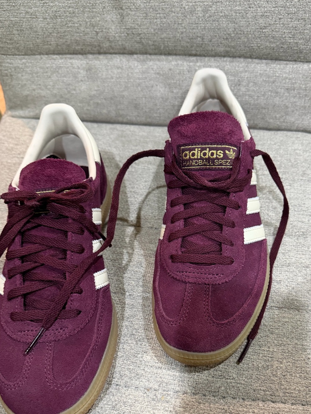 adidas Spezial Suede Sneakers in Burgundy and White with Gum Sole NWOT - Picture 8 of 9